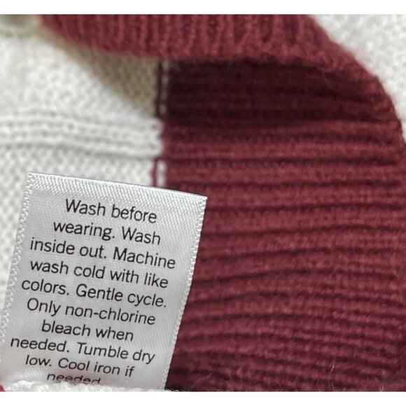 SO Sweater Vest V-Neck Size S Small Maroon Creamy White Stripe - Picture 6 of 6